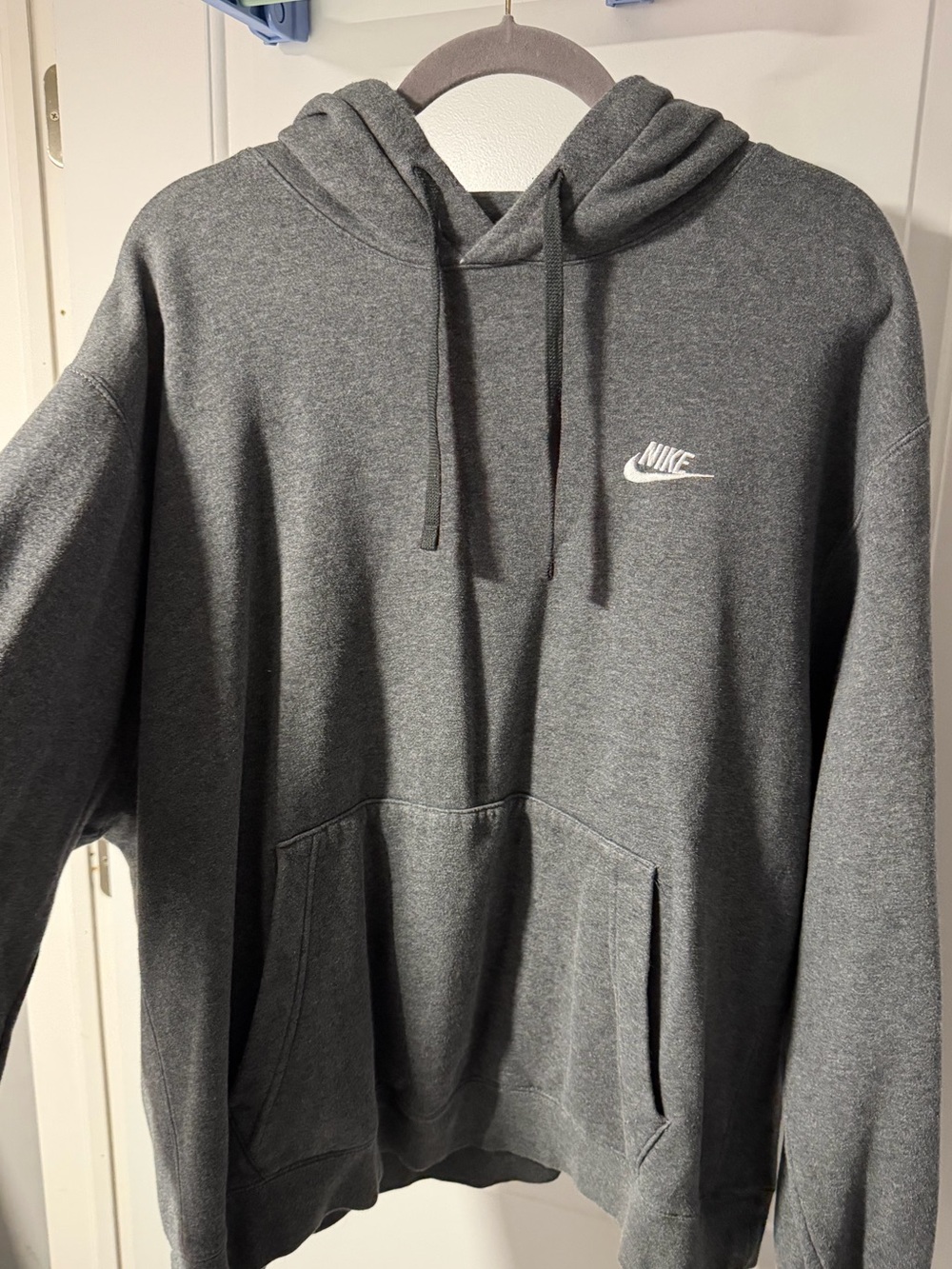 Nike Charcoal Gray Pullover Hoodie with White Logo
